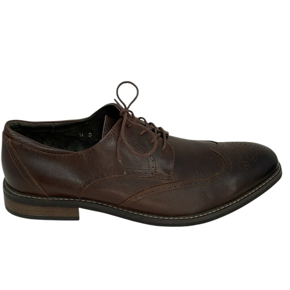 Joseph Abboud Men's Brown Leather Dress Shoes Wingtips Lace Up 14 D Wide - Picture 2 of 11